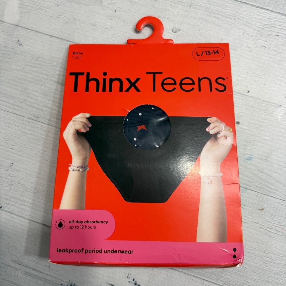 Thinx Teens period leakproof underwear large 13/14‎ lucky stars print, NEW